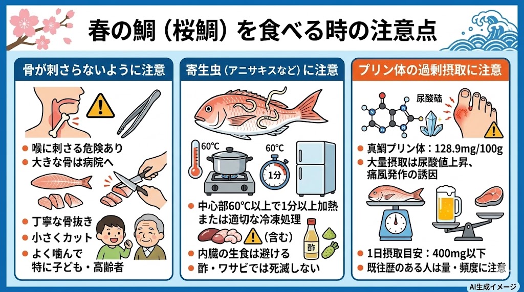 春の鯛(桜鯛)を食べる時の注意点
