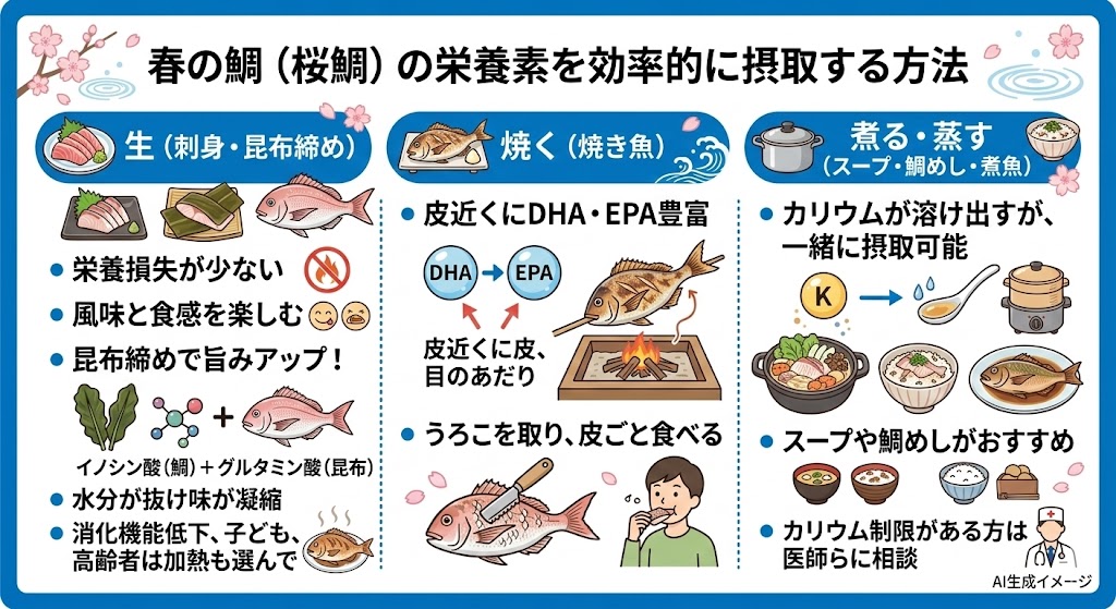 春の鯛(桜鯛)の栄養素を効率的に摂取する方法