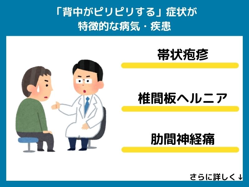 「背中がピリピリする」症状が特徴的な病気・疾患