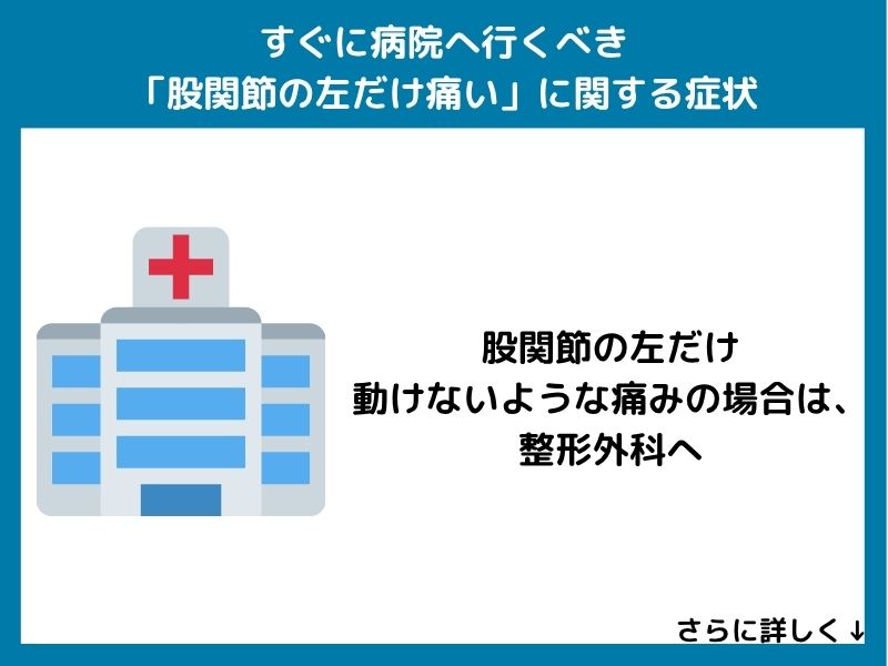 すぐに病院へ行くべき「股関節の左だけ痛い」に関する症状