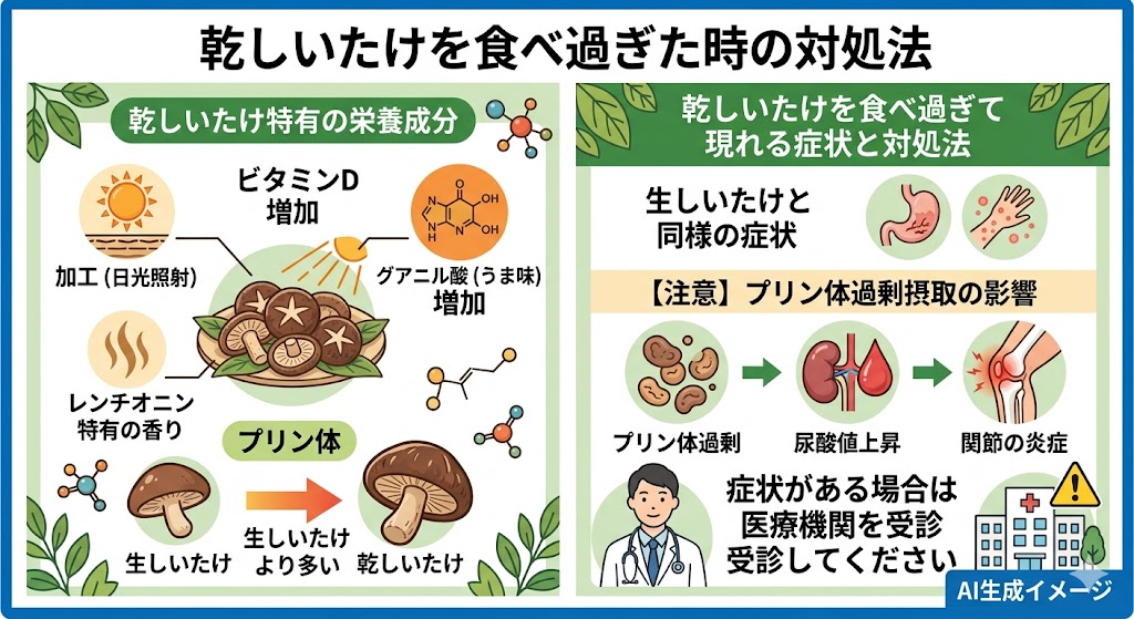 乾しいたけを食べ過ぎた時の対処法