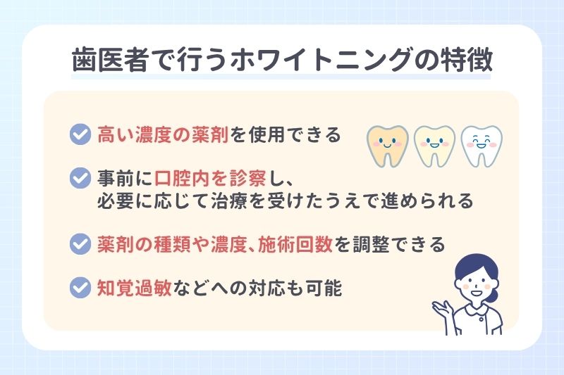 歯医者で行うホワイトニングの特徴