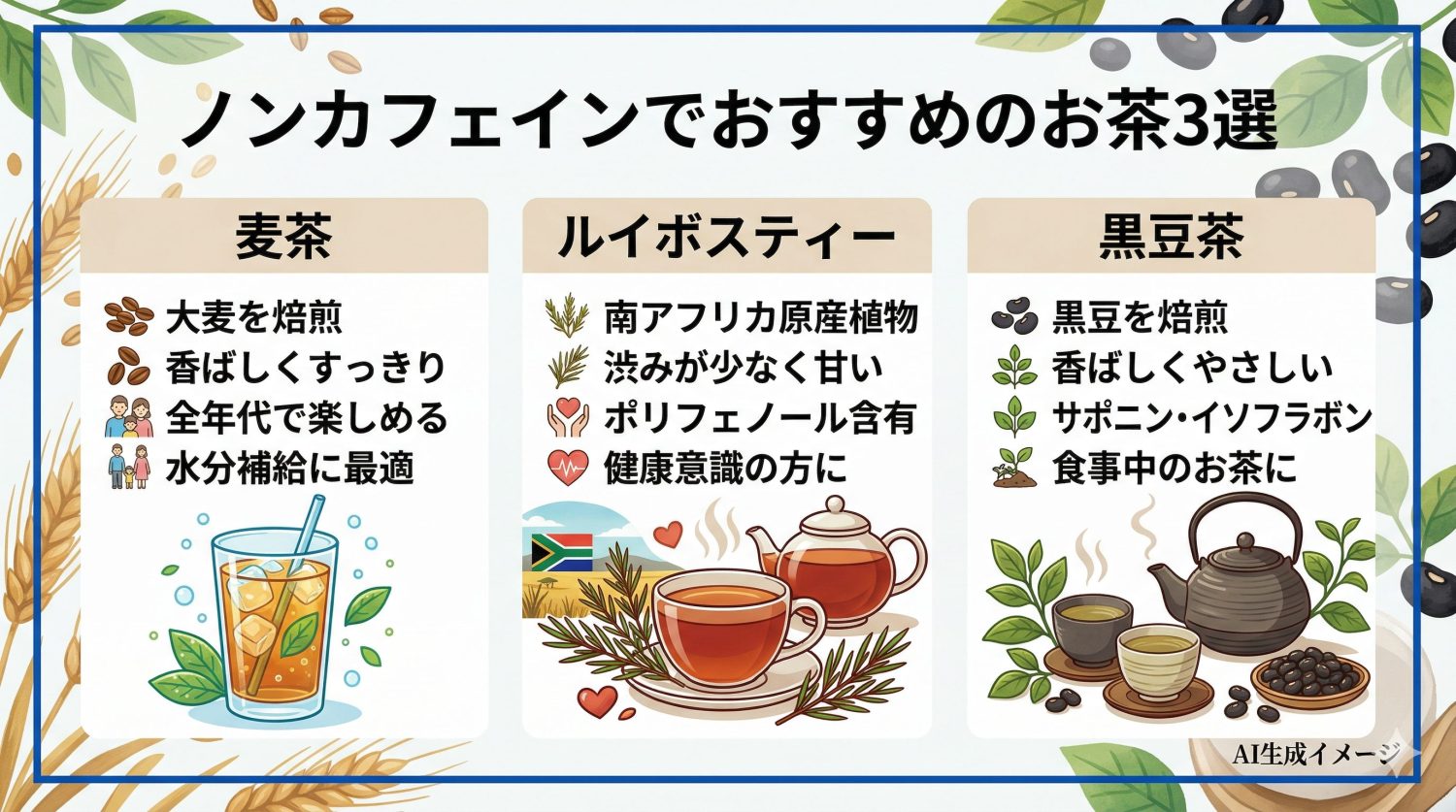 ノンカフェインでおすすめのお茶
