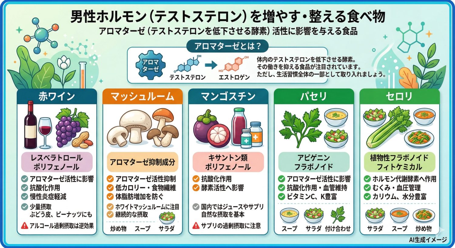 男性ホルモンの分泌を増やす（整える）食べ物