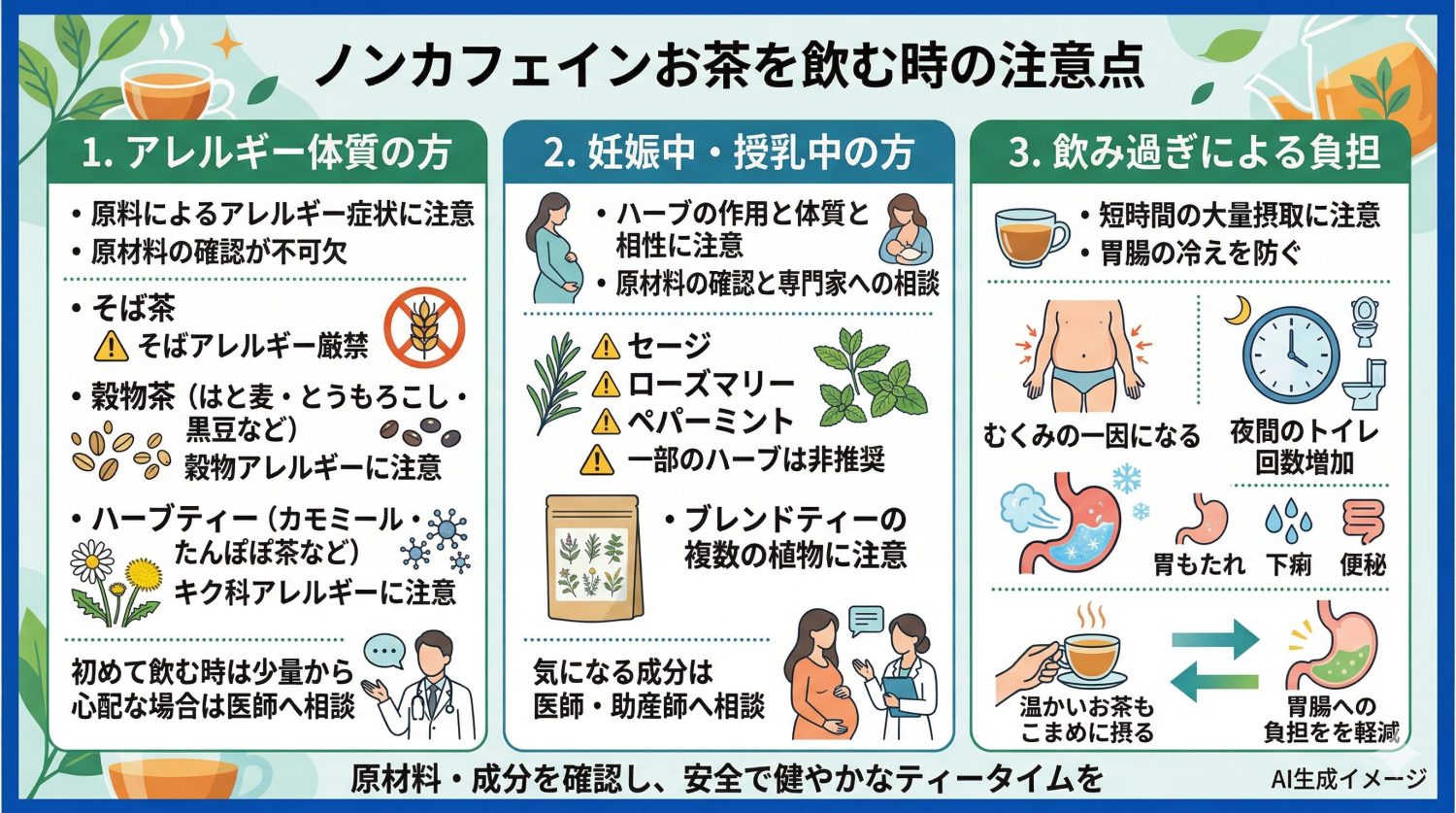 ノンカフェイン茶を飲む時の注意点