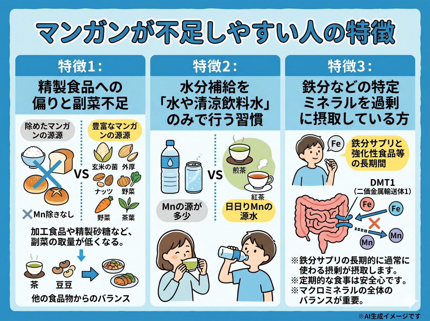 マンガンが不足しやすい人の特徴