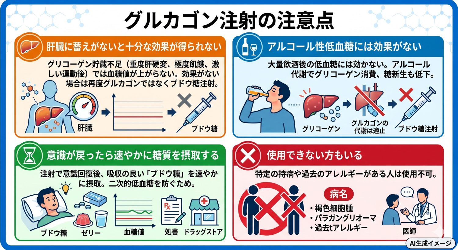 グルカゴン注射の注意点