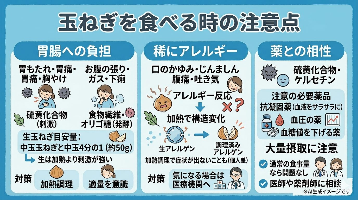玉ねぎを食べる時の注意点