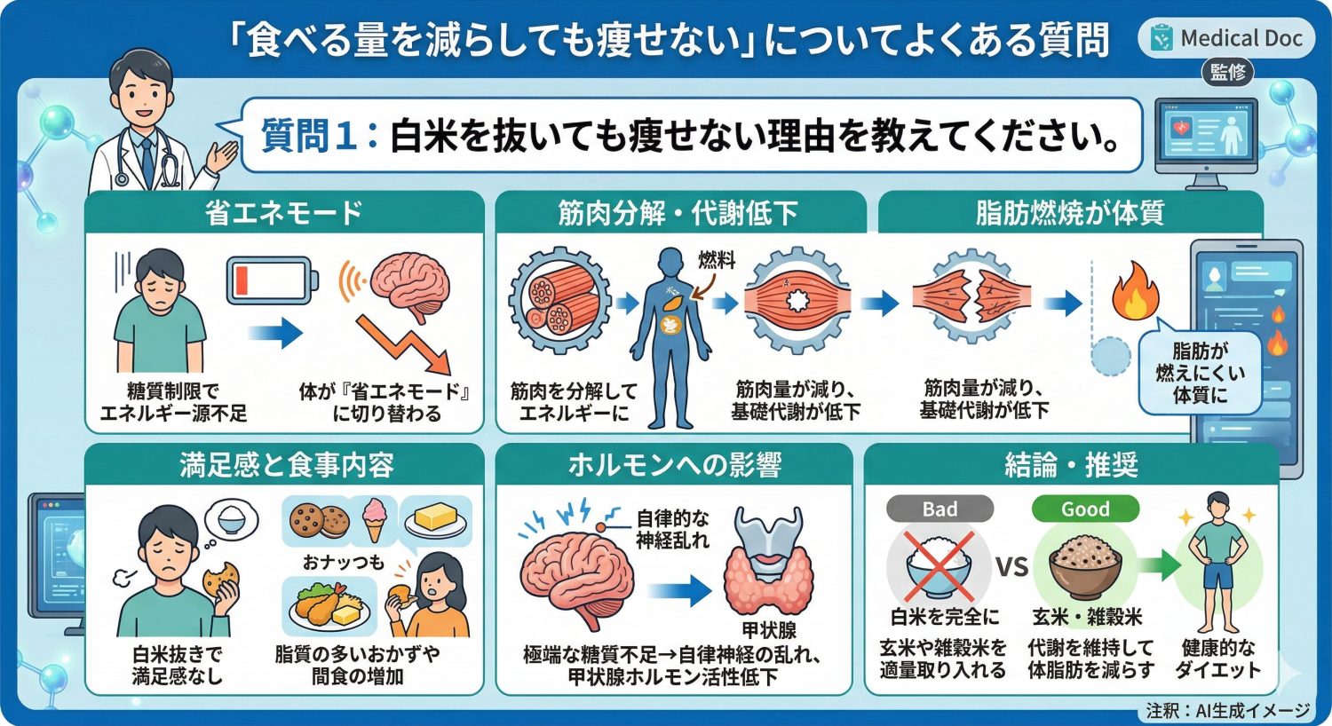 「食べる量を減らしても痩せない」についてよくある質問