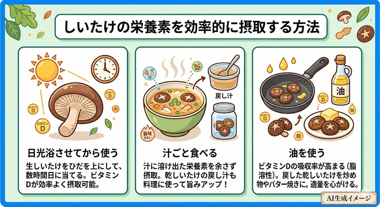 しいたけの効率的な摂取方法
