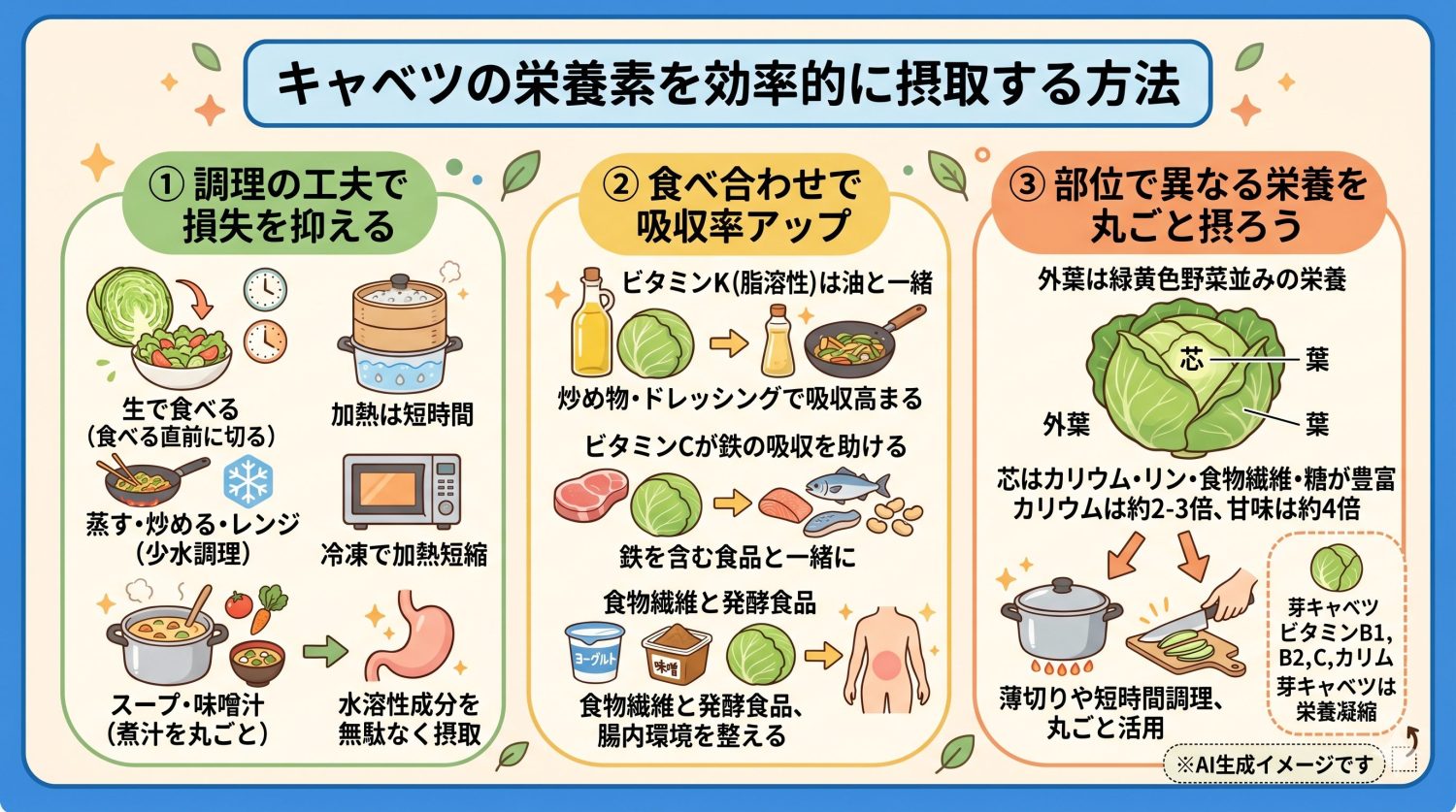 キャベツの栄養素を効率的に摂取する方法