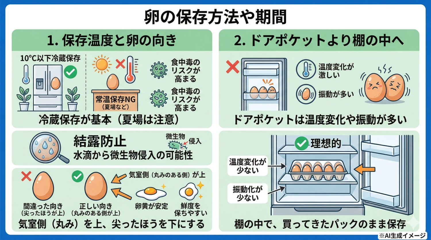 卵の保存方法や期間