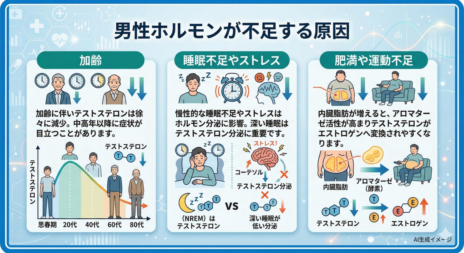 男性ホルモンが不足する原因