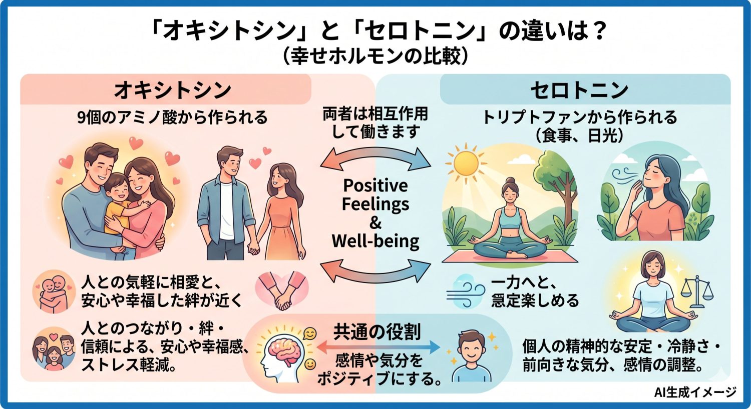 「オキシトシン」と「セロトニン」の違いは？