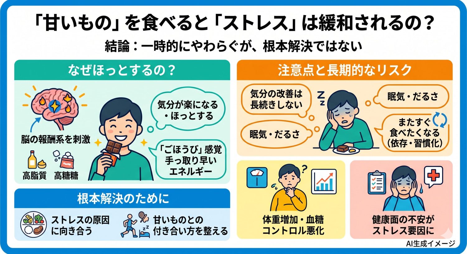 「甘いもの」を食べると「ストレス」は緩和されるの？