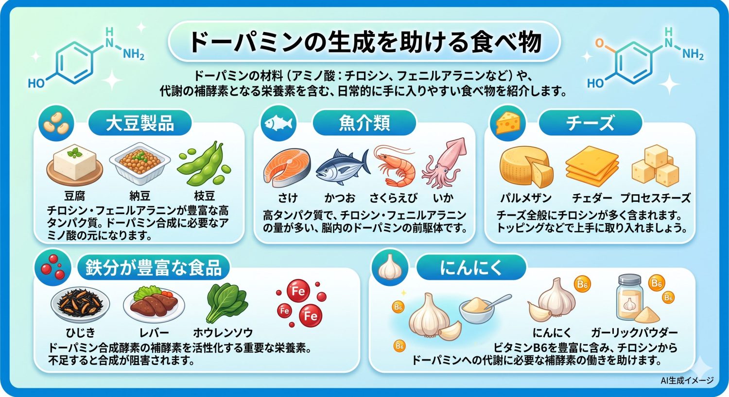 ドーパミンの生成を助ける食べ物