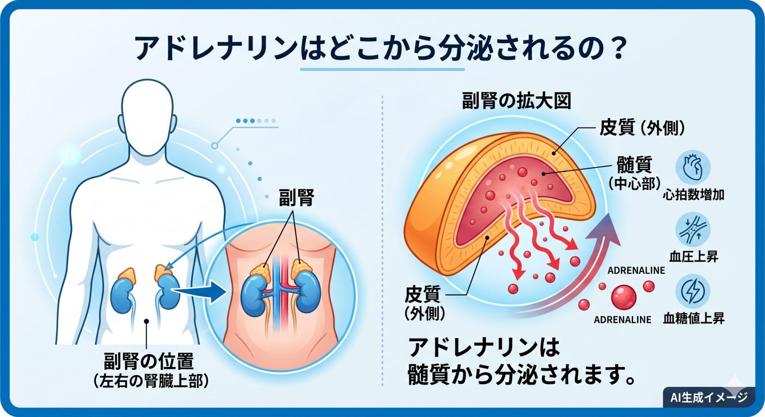 アドレナリンはどこから分泌されるの？