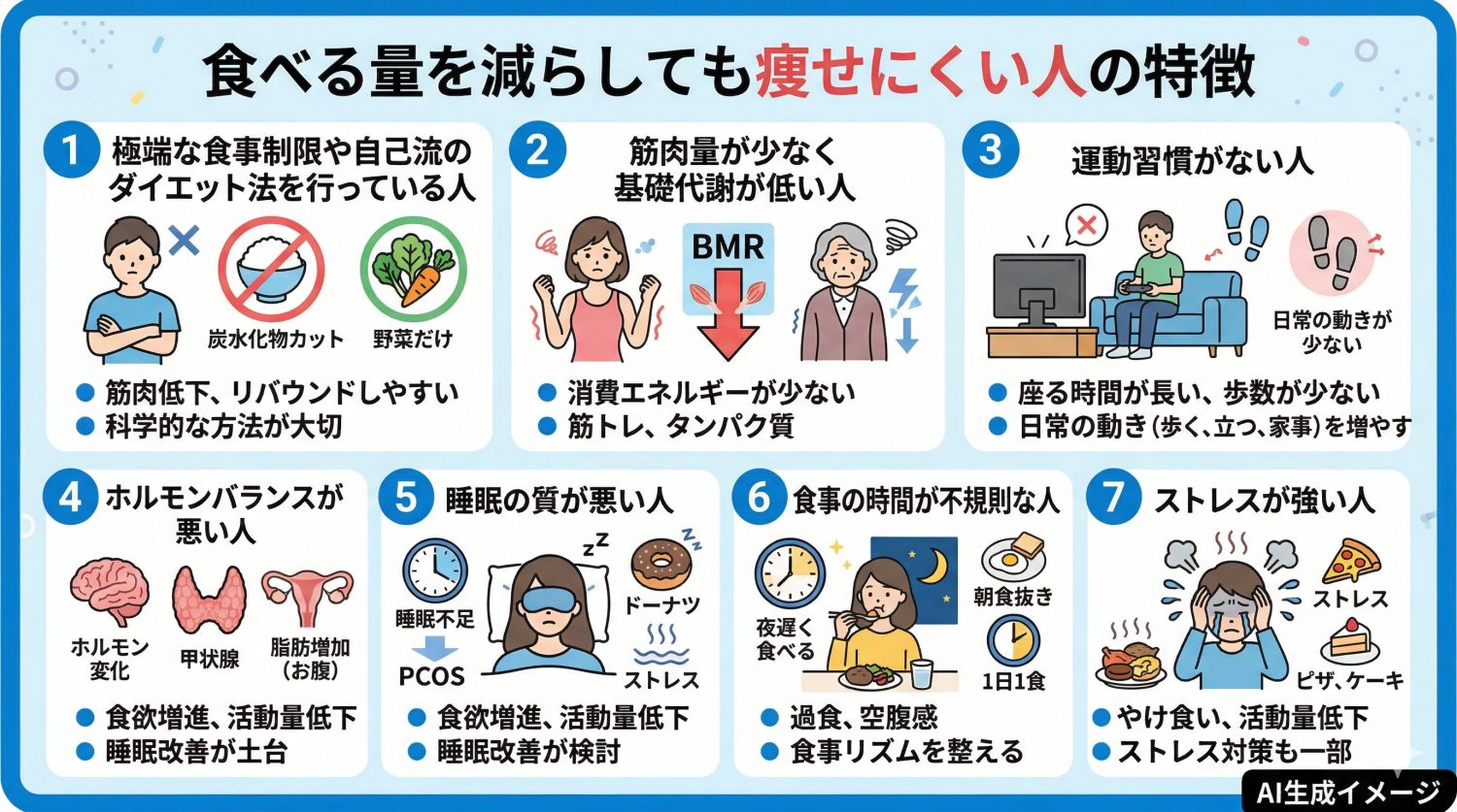 食べる量を減らしても痩せにくい人の特徴