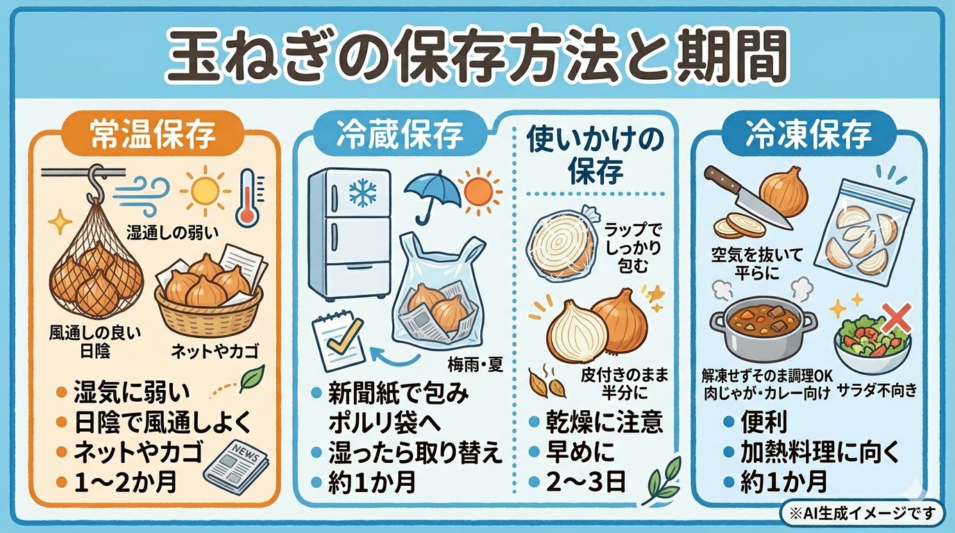 玉ねぎの保存方法や期間