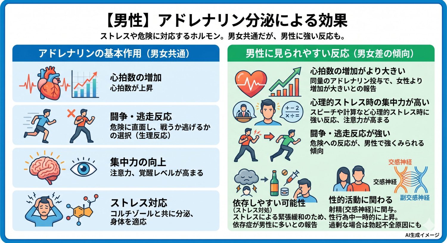 【男性】アドレナリンが分泌されるとどんな効果がある？