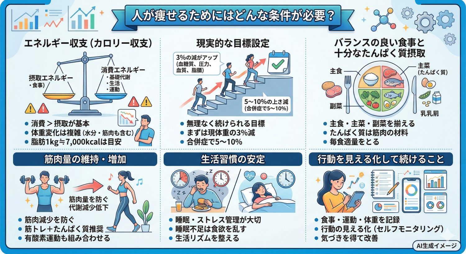 人が瘦せるためにはどんな条件が必要？