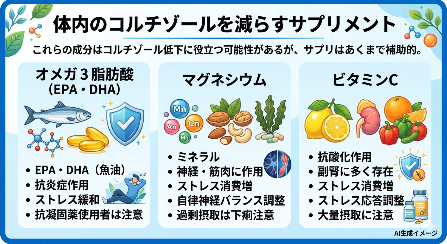 体内のコルチゾールを減らすサプリメント