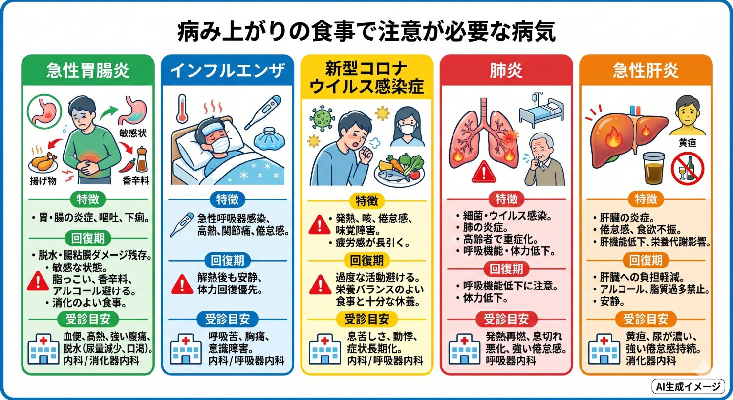 病み上がりの食事で注意が必要な病気