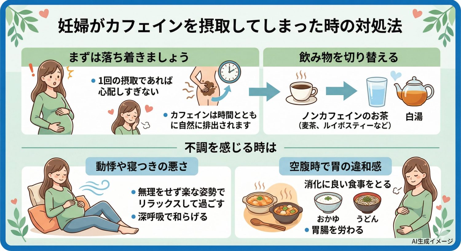 妊婦でカフェインを摂取してしまった時の対処法は？