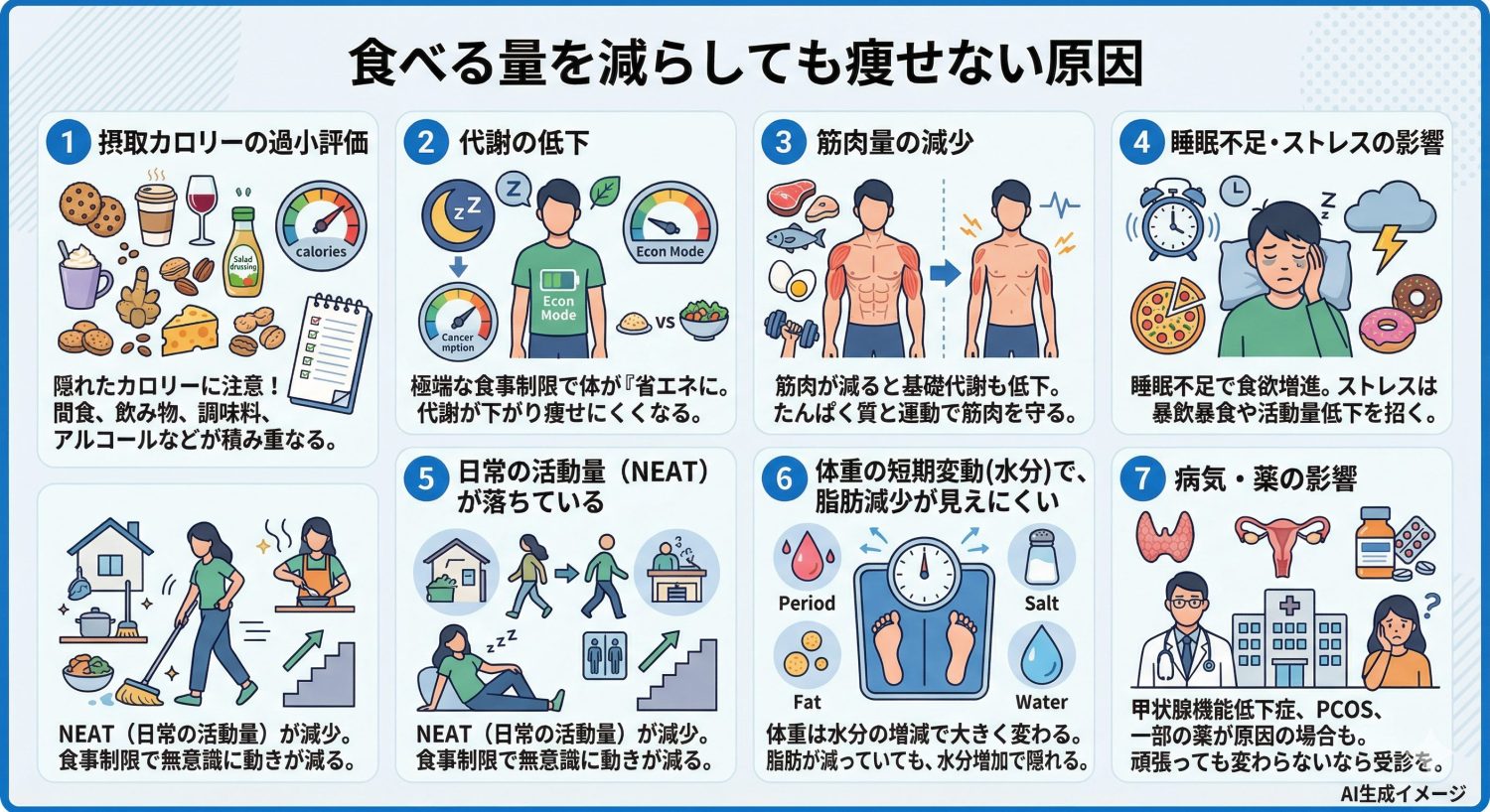 食べる量を減らしても痩せない原因