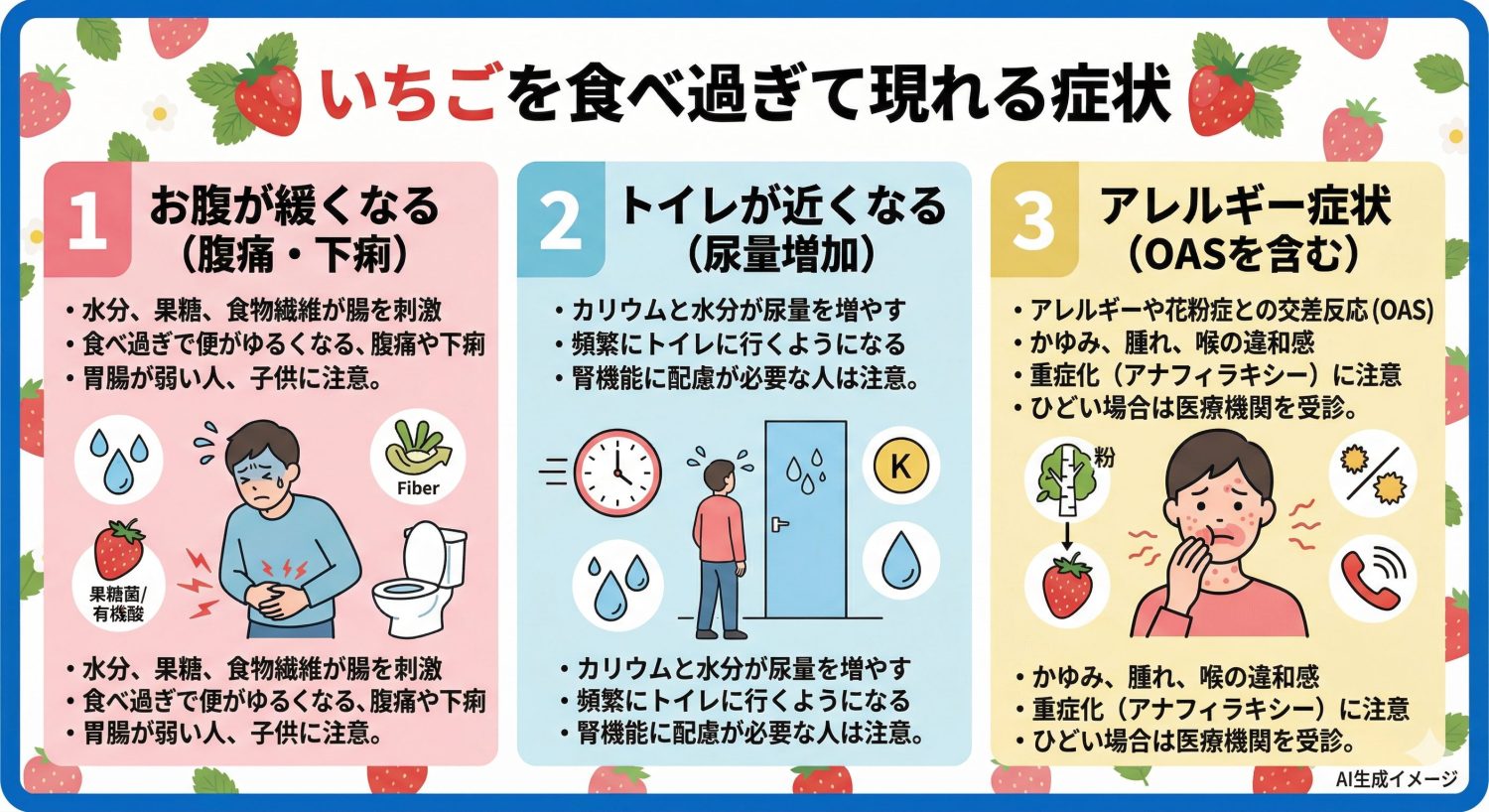 いちごを食べ過ぎた時の症状