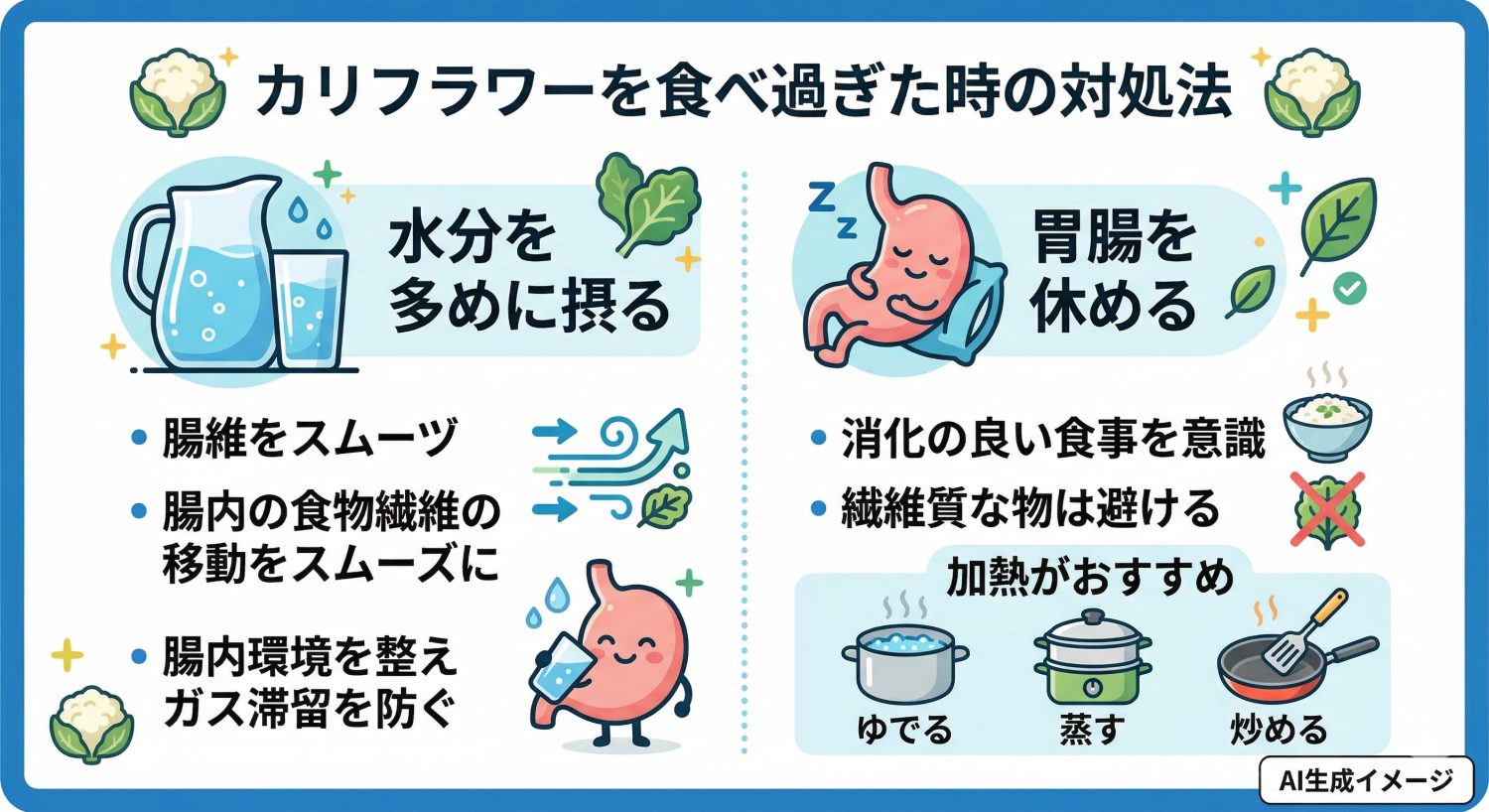 カリフラワーを食べ過ぎた時の対処法