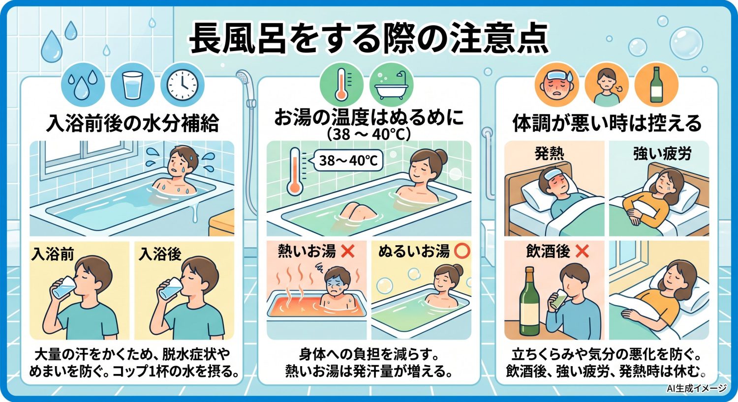 長風呂をする際の注意点