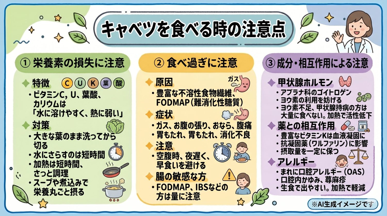 キャベツを食べる時の注意点