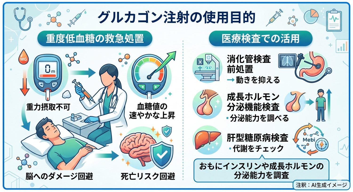 グルカゴン注射はどんな目的で使用される？