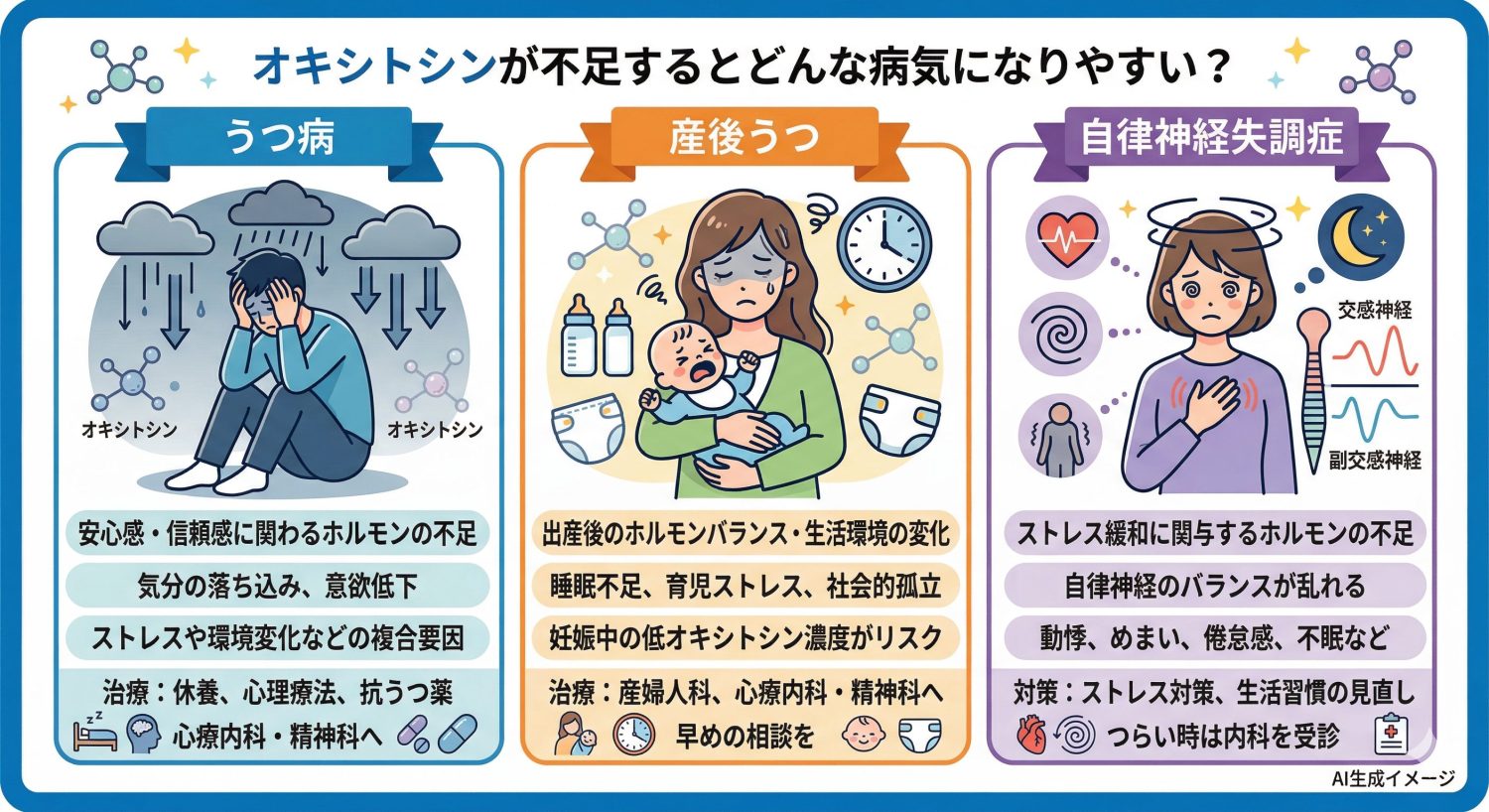 オキシトシンが不足するとどんな病気になりやすい？