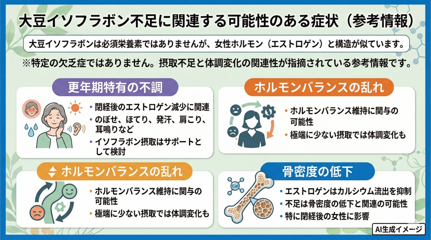 大豆イソフラボンが不足すると現れる症状