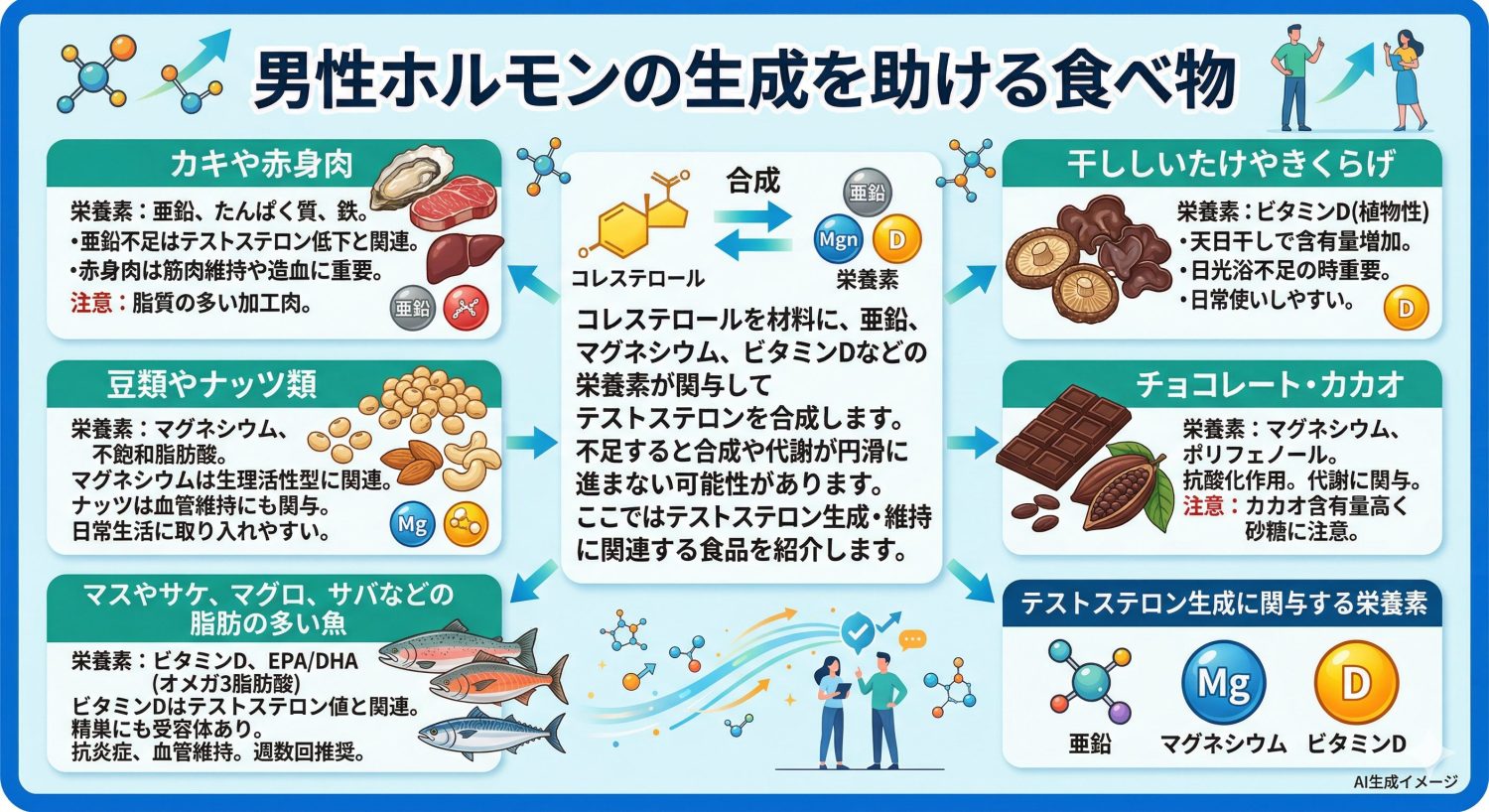 男性ホルモンの生成を助ける食べ物