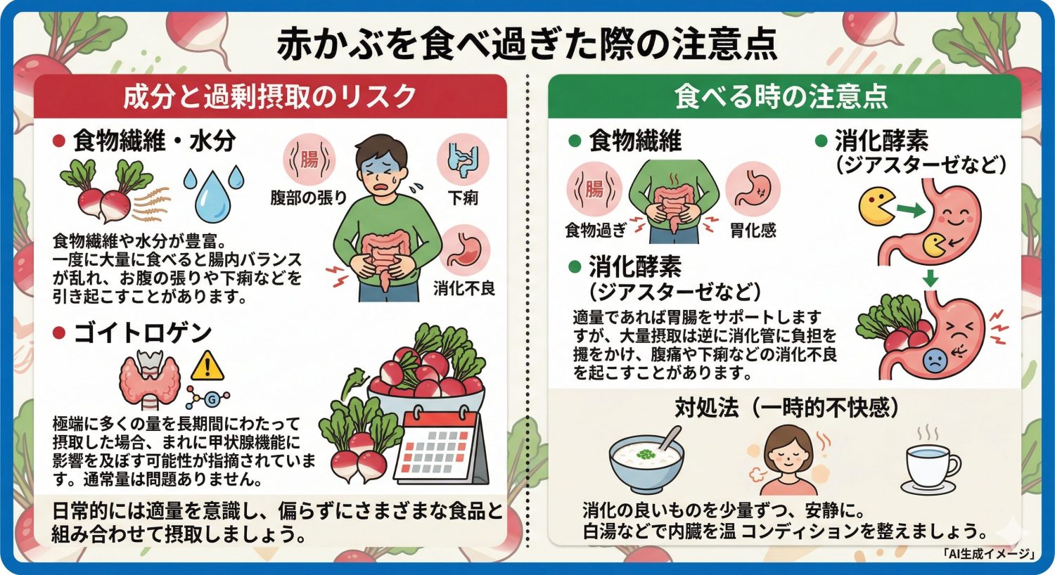 赤かぶを食べ過ぎた際の注意点