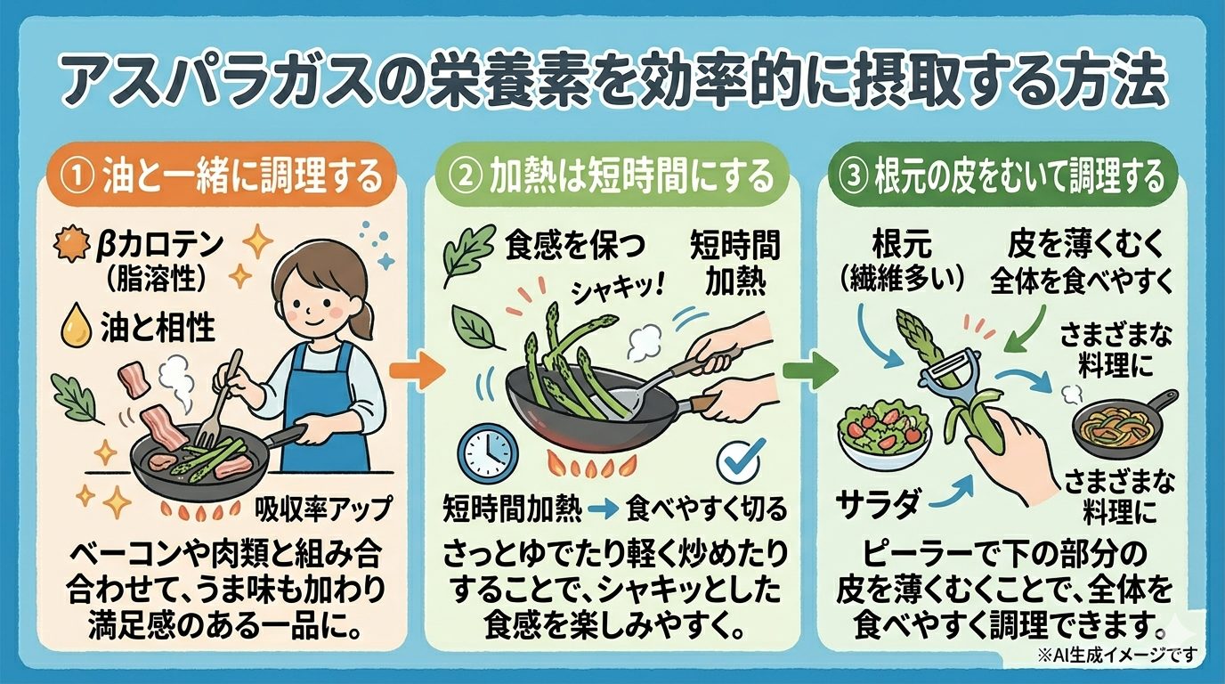 アスパラガスの栄養素を効率的に摂取する方法