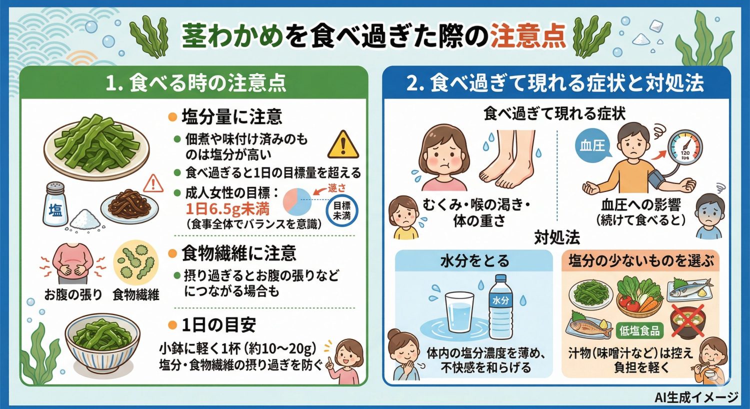 茎わかめを食べ過ぎた際の注意点