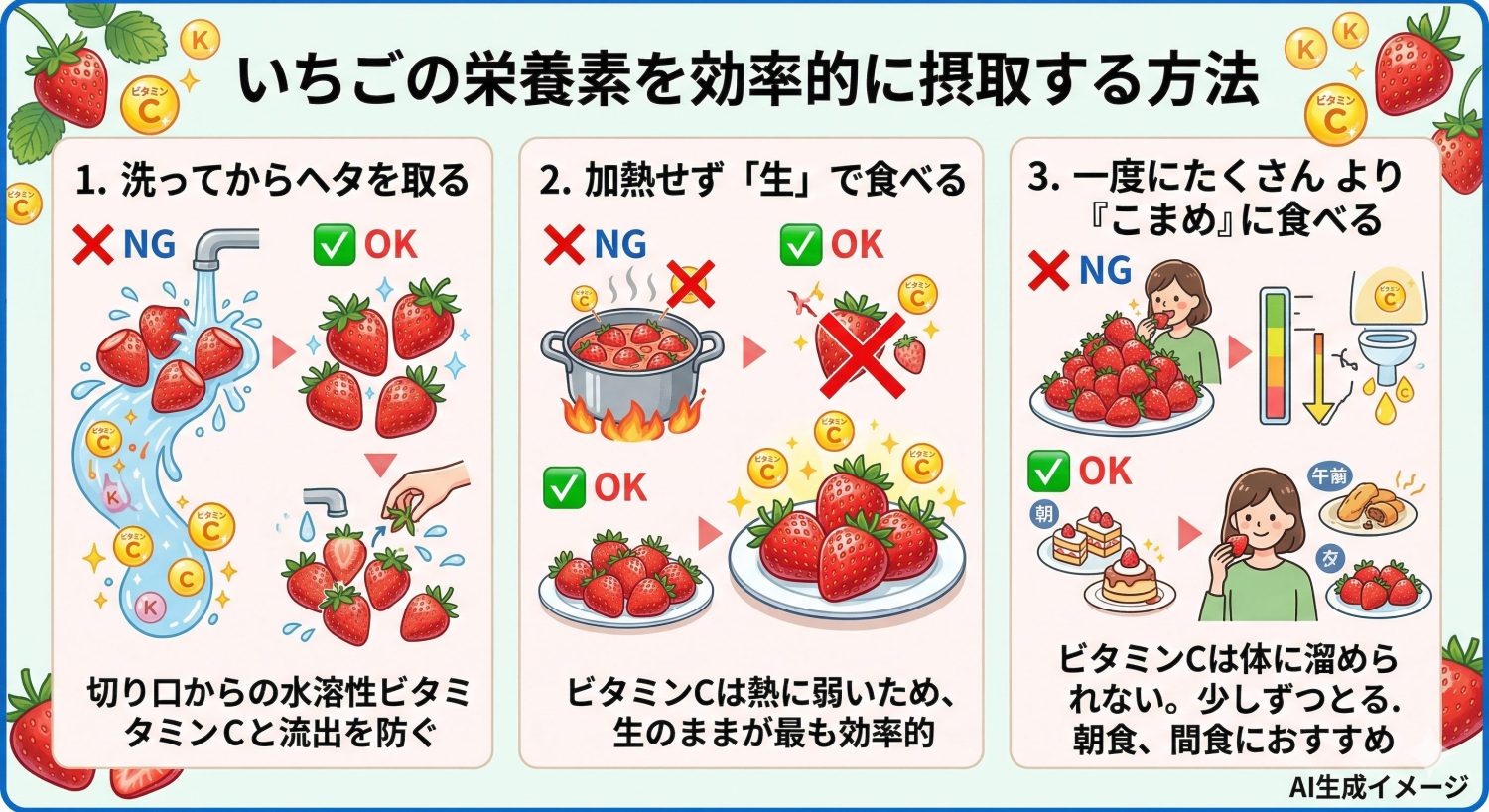 いちごの栄養を効率的に摂る方法