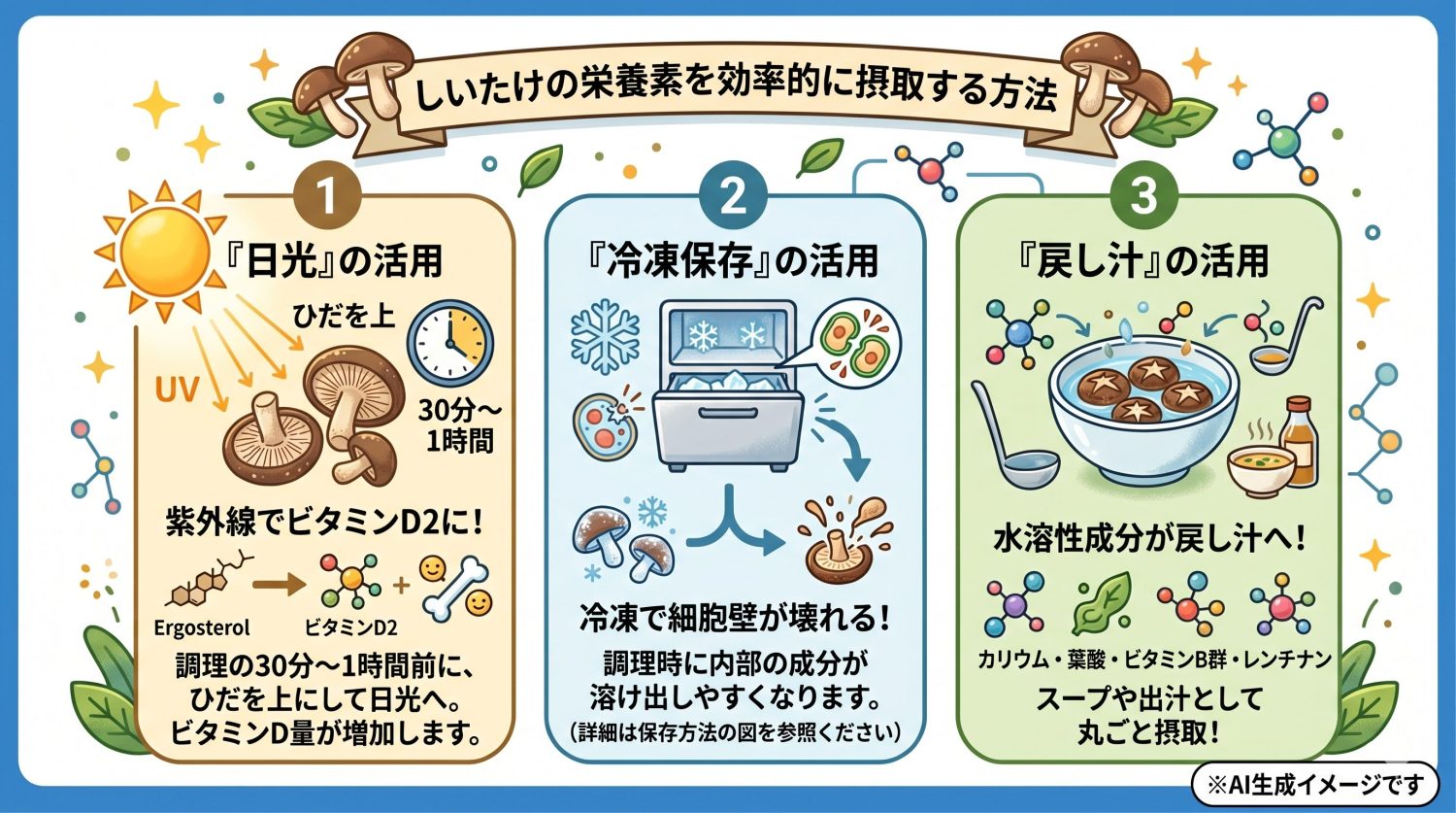 しいたけの栄養素を効率的に摂取する方法