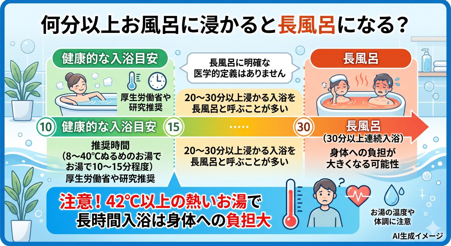 何分以上お風呂に浸かると長風呂になる？