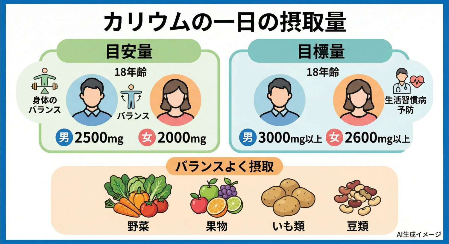 カリウムの一日の摂取量
