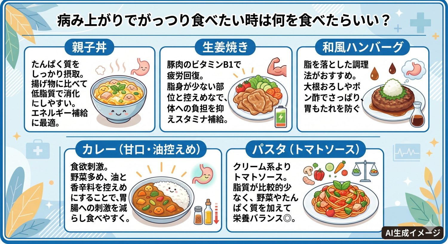 病み上がりでがっつり食べたい時は何を食べたらいい？