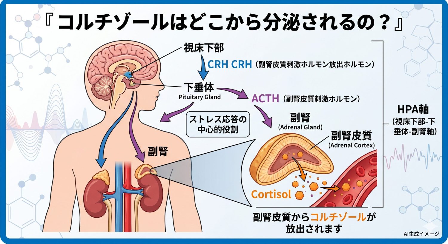 コルチゾールはどこから分泌されるの？