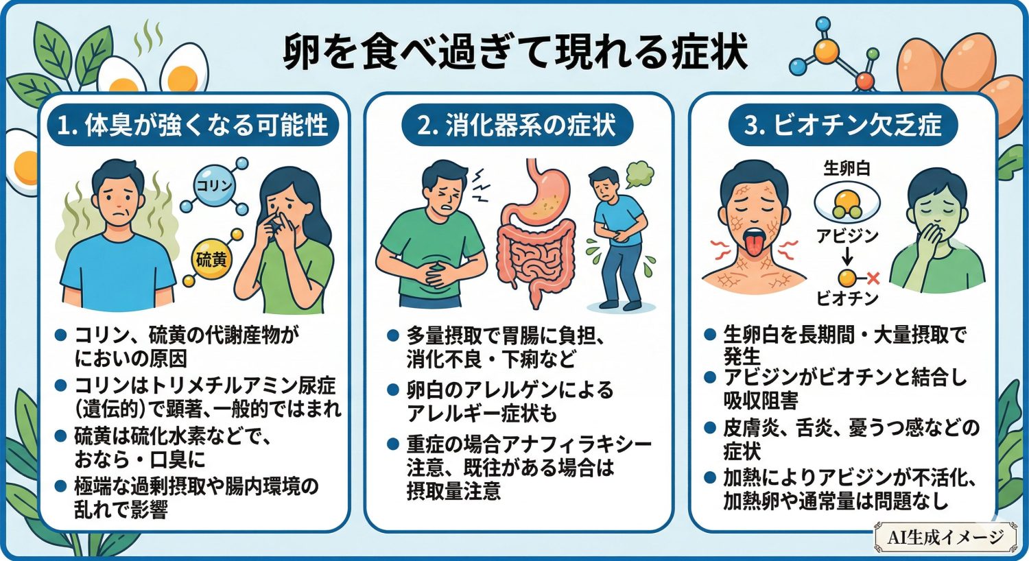 卵を食べ過ぎて現れる症状
