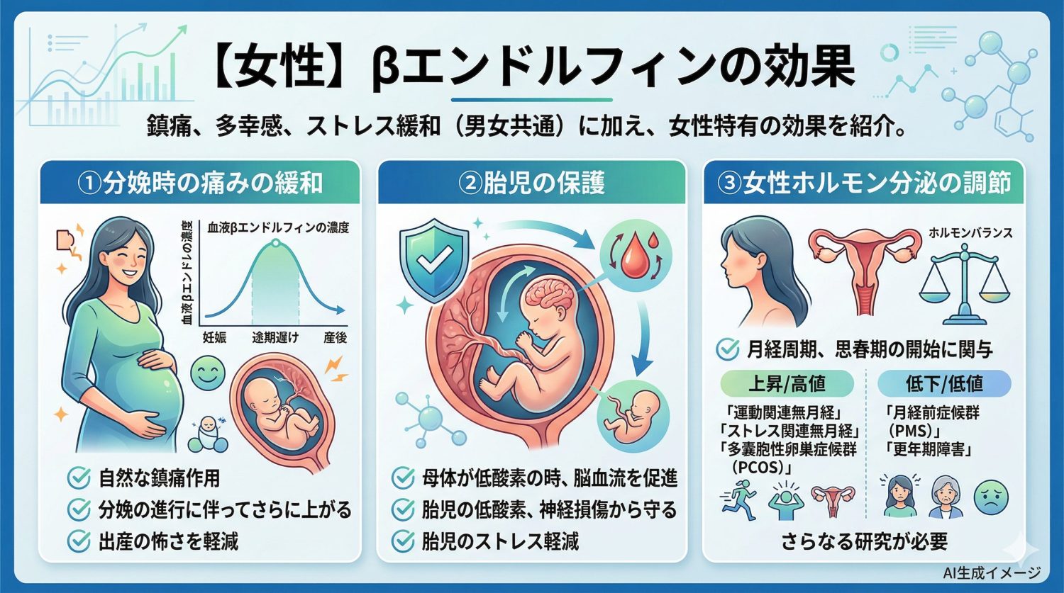 【女性】βエンドルフィンが分泌されるとどんな効果がある?