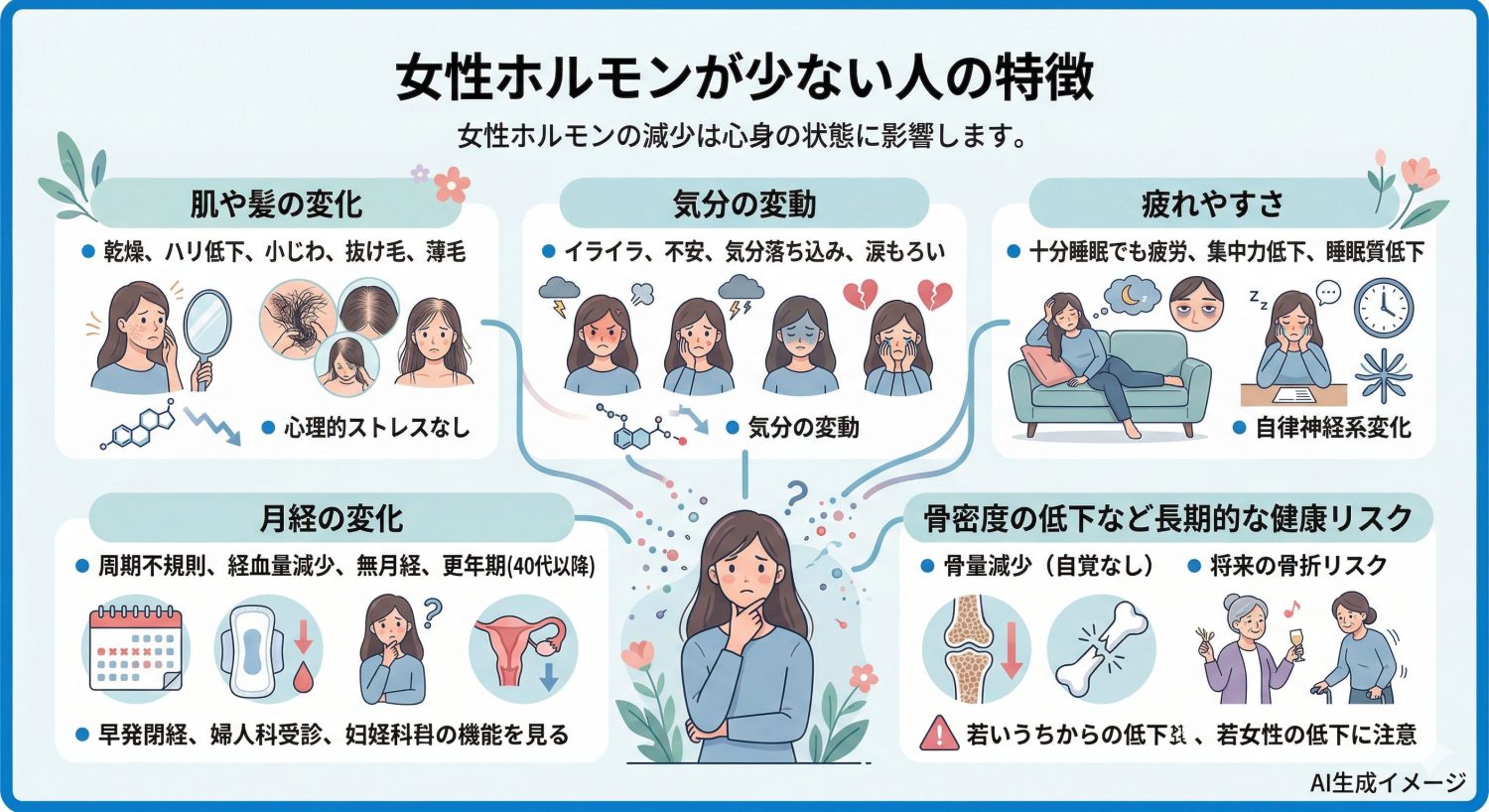 女性ホルモンが少ない人の特徴