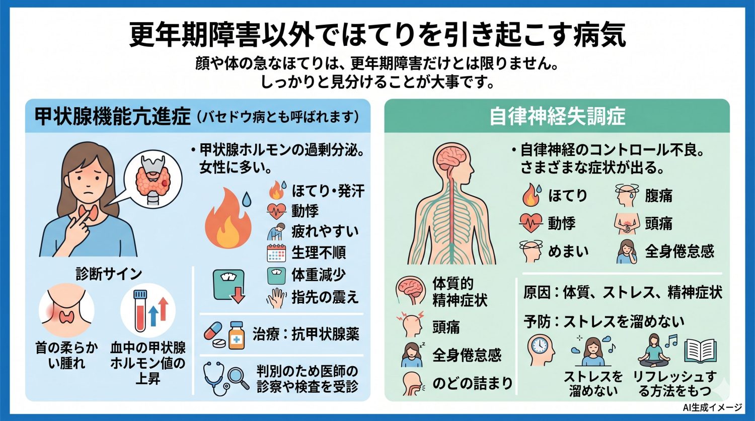 更年期障害以外でほてりを引き起こす病気